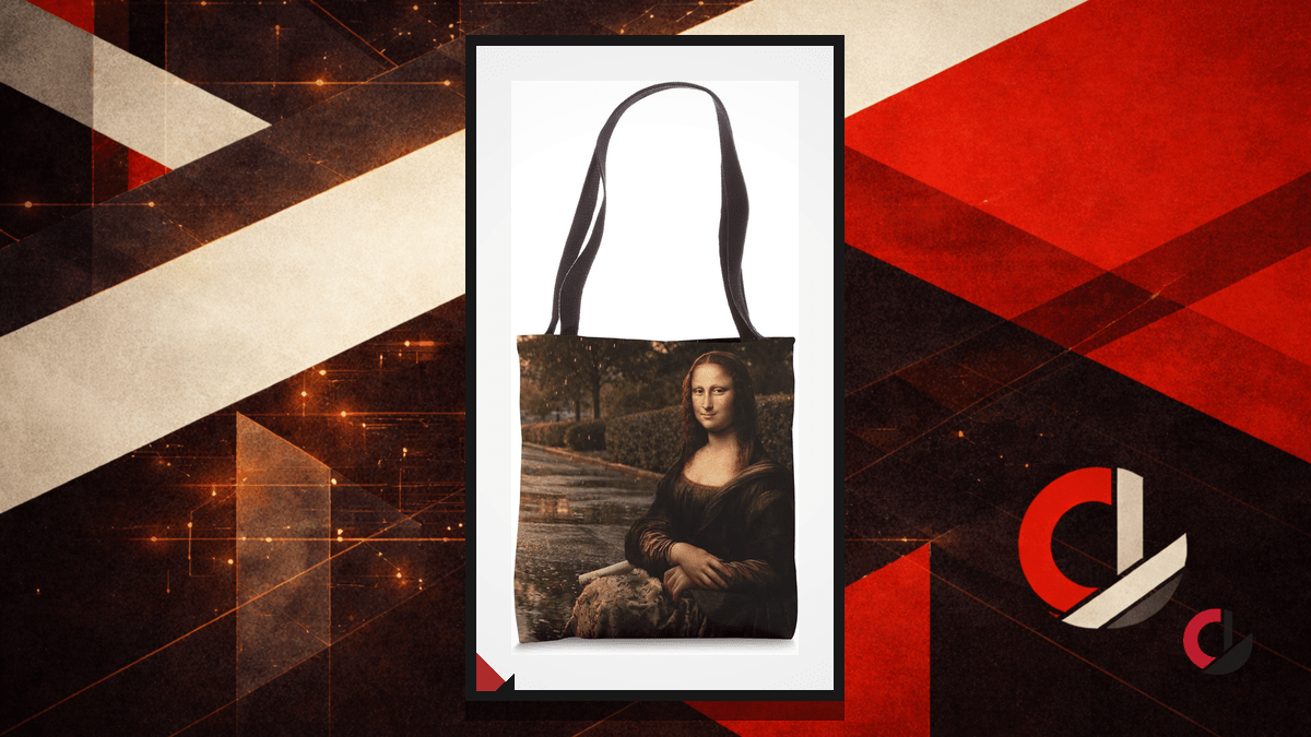 Drop: Mona Lisa Golden Hour After Rain Amber Drizzle Tote&nbsp;Bag