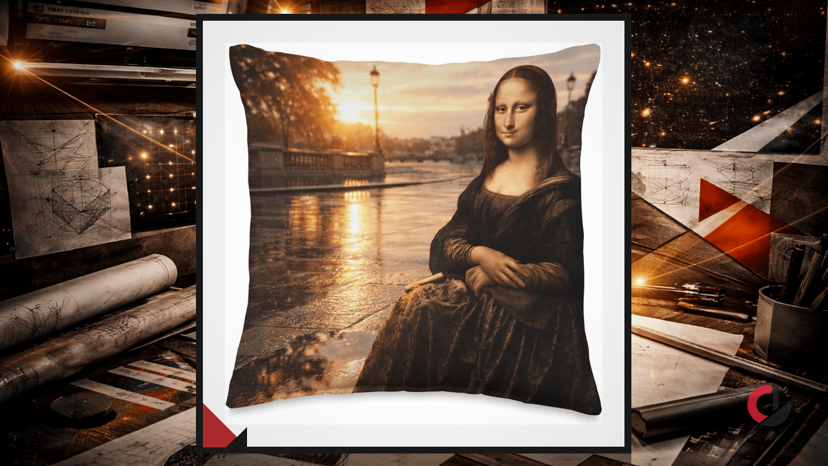 Drop: Mona Lisa Golden Hour After Rain Last Light Throw&nbsp;Pillow